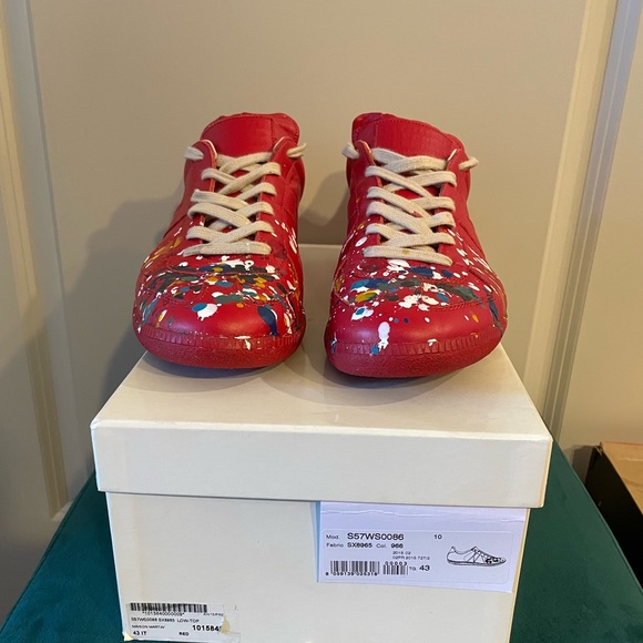 Maison Margiela Men’s Replica Paint-Splattered Low-Top Sneakers - Size 43 - Picture 6 of 7